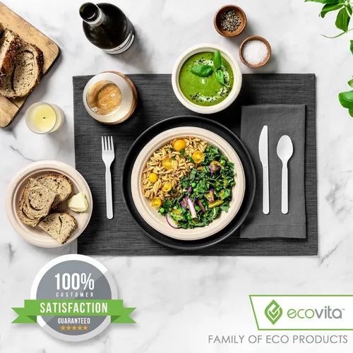 Miniatura 8 de Ecovita Cucharas 100% compostables – 500 utensilios desechables grandes (6.5 pulgadas). Tamaño a granel, ecológico, duradero y resistente al calor
