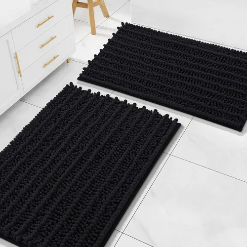 Miniatura 23 de Arotive Juego de 2 alfombras de baño de felpilla de lujo, extra suaves, absorbentes, peludas y alfombras de baño de contorno en forma de U