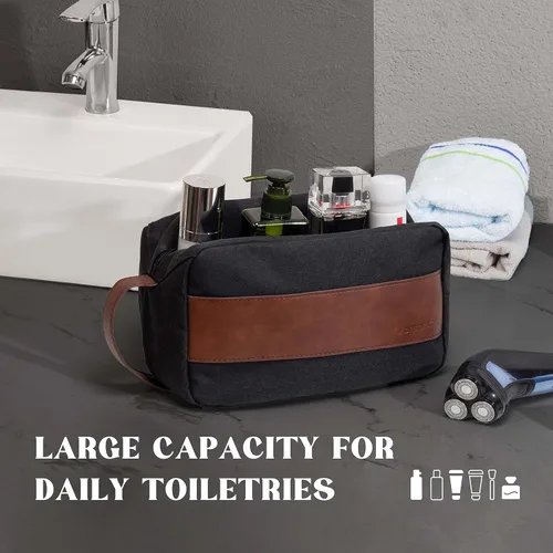 Miniatura 4 de Vorspack Neceser para hombre – Bolsa de viaje resistente al agua para artículos de tocador, accesorios, artículos esenciales de viaje, regalos, Negro
