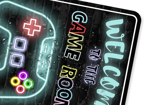 Miniatura 3 de Letrero de Metal para Sala de Juegos Decoración de Pared Gamer para Habitación de Juegos de Niños Dormitorio Jugadores Aluminio Estilo Rústico 12" X