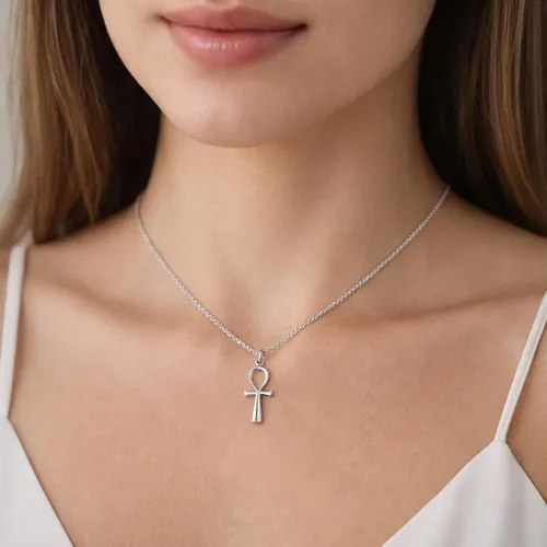 Miniatura 2 de AeraVida Collar de plata de ley 925 con cruz religiosa ANKH egipcia de eternidad, Metal