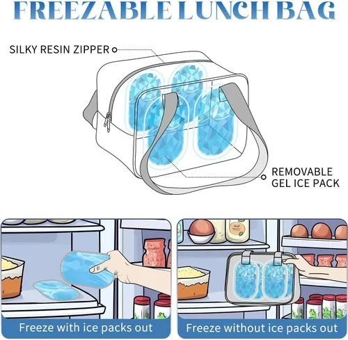Miniatura 2 de Bolsa de almuerzo para mujer，Bolsa de almuerzo congelable，Bolsa de almuerzo pequeña con paquete de hielo incorporado，Bolsas de almuerzo para mujer