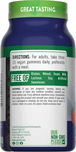 Miniatura 8 de Nature's Truth Gomitas de zinc para adultos 50 mg 120 unidades Suplemento vegano, sin OGM y sin gluten Sabor mixto de bayas