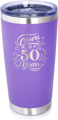 Miniatura 8 de Cheers to 50 Years - Vaso de café aislado con tapa deslizante - Taza aislada de acero inoxidable - Regalo para 50 aniversario - Negro