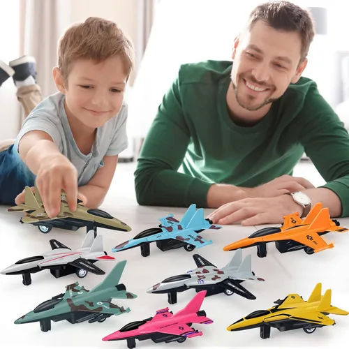 Miniatura 6 de Paquete de 8 juguetes de avión para niños de 3, 4, 5, 6 a 9 años, aviones de metal fundido a presión, aviones de combate, aviones a chet
