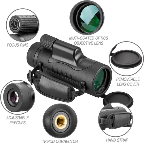 Miniatura 2 de FEEMIC Telescopio monocular de alta potencia con visión de de 8x y diámetro del objetivo de 1.65 pulgadas (42 mm) compacto portátil impermeable a