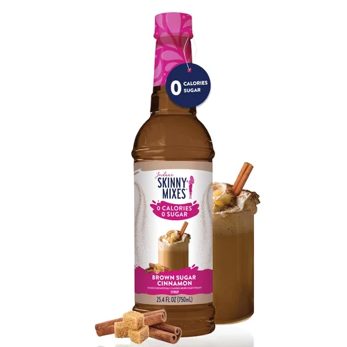 Jordan's Skinny Mixes Syrups - Jarabe de café sin azúcar, mezcla de bebida con sabor a canela y azúcar morena, sabor cero calorías para latte,
