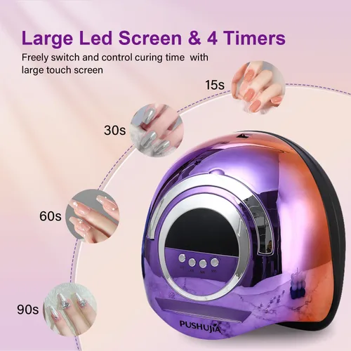 Miniatura 8 de Lámpara de uñas profesional de 300 W, secado rápido, sensor de movimiento automático, 4 ajustes de temporizador, cobertura uniforme de 72 LED