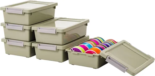 Miniatura 8 de IRIS USA - Contenedores de almacenamiento de plástico de 12 cuartos de galón con tapas, paquete de 4, pequeño contenedor sensorial, almacenamiento