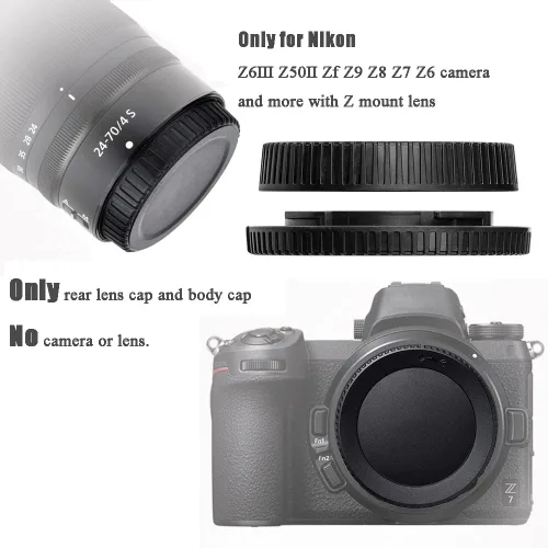 Miniatura 3 de Tapa de lente trasera y cubierta de cuerpo para cámara Nikon Z50II Z6III Z30 Zf Z8 Z9 Z50 Z7 Z6 Z5 y más con soporte Z, accesorios de lente