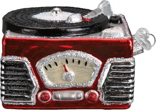 Old World Christmas Adorno colgante de vidrio soplado Reproductor de discos (38043)
