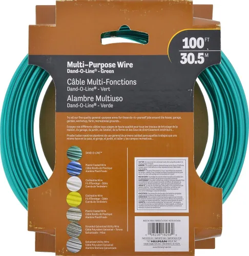 Miniatura 3 de Alambre verde tipo Clothesline, 100 pies, Hillman Fasteners 122100, Vinilo, Verde, 1