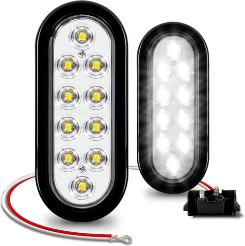 Miniatura 16 de Juego de luces traseras LED ovaladas para remolque de 6.0 in, 2 color ámbar y 2 color rojo 4 Rojo + 2 Blanco