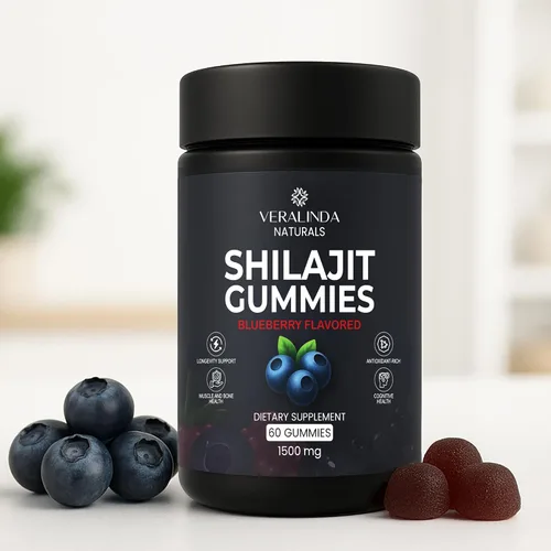 Miniatura 7 de Gomitas Shilajit – 1500 mg estandarizadas al 50% de ácido fúlvico – Veganas, sin azúcar, sin OMG, sin gluten – Sabor natural de arándanos – 60