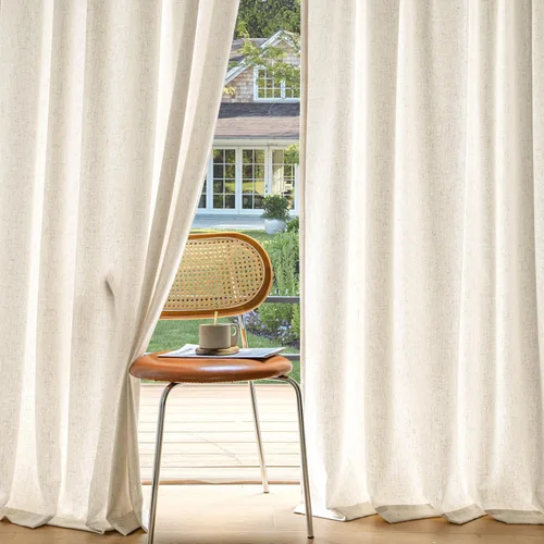 Miniatura 25 de MIULEE 2 paneles de cortinas de lino de privacidad que no se transparentan, cortinas filtrantes de luz, cortinas texturizadas con pestaña trasera