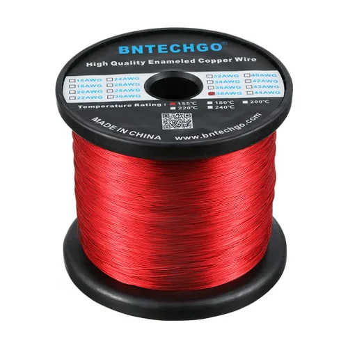 Miniatura 59 de BNTECHGO - Alambre magnético de 26 AWG, cable de cobre esmaltado para bobinado, 4 onzas, 0.0157 pulgadas de diámetro, 1 bobina de color rojo, Rojo 4