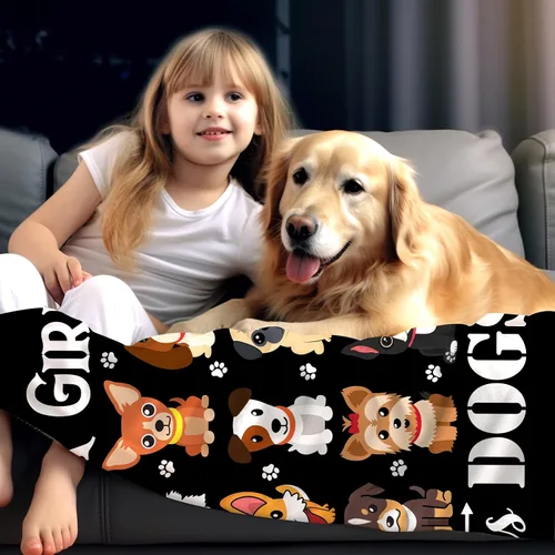 Miniatura 4 de Manta para Perro Cachorro de Peluche Regalos Just A Girl Who Loves Mantas de Perro Mantas de Franela Ultra Suave y Acogedora para Cama y Sofá
