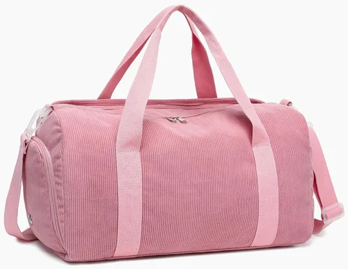 Miniatura 9 de Bolsa de lona para gimnasio, deportes, mujeres y niñas, bolsa de viaje de entrenamiento para fin de semana con compartimento para zapatos y bolsillo