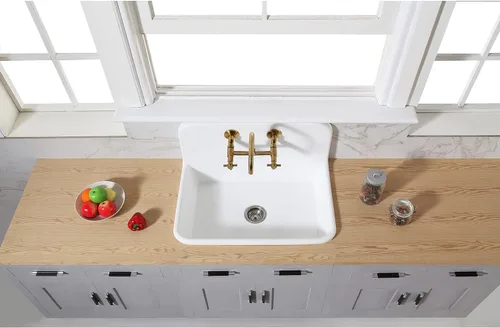 Miniatura 11 de Kingston Brass Concord - Grifo de cocina ajustable de 8 pulgadas para montaje en pared, latón cepillado