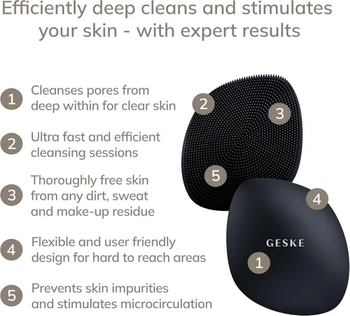 Miniatura 2 de GESKE SmartAppGuided™ Cepillo facial 4 en 1 Cepillo de limpieza facial profesional Cepillo facial de silicona para limpieza de la piel