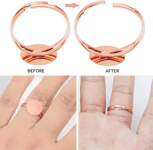 Miniatura 3 de SUMERSHA 50 piezas de anillos en blanco ajustables planos de 0.472 in de base de joyería en blanco componentes para hacer manualidades de bricolaje