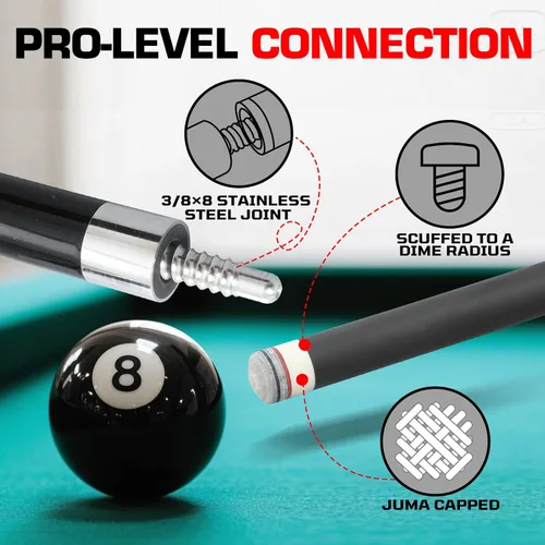 Miniatura 5 de Palo de Billar de Fibra de Carbono Banly - Palo de Billar para Adultos, Palo de Piscina de Baja Deflexión con Anillo de Metal, Palo Profesional