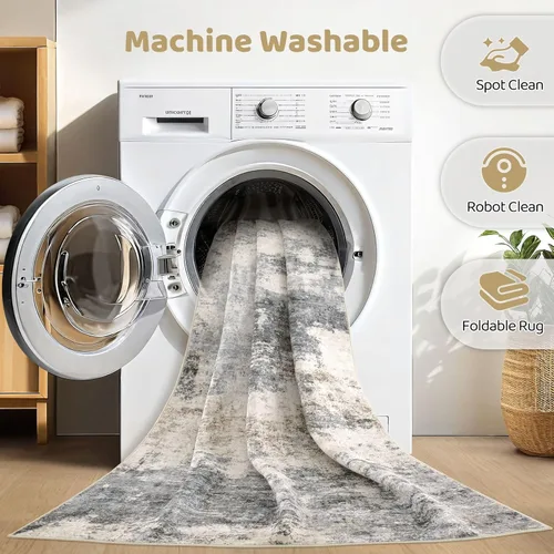 Miniatura 59 de Alfombra de pasillo lavable para cocina: 3 x 10 pies, antideslizante, abstracto, suave, moderno, resistente a las manchas, para interiores, piso