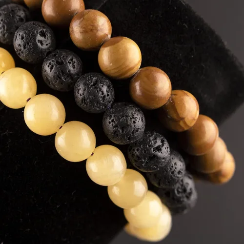 Miniatura 7 de TIGERSTAR Natural Lava Rock Beads Bracelet,Stretch Elastic Bracelets,Adjustable Braided Rope Gemstone Bracelets for Men Women
