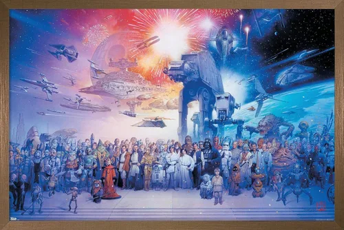 Miniatura 13 de Star Wars: Saga - Póster de pared de galaxia, 22.4 pulgadas de largo x 14.7 pulgadas de ancho, versión enmarcada de madera de granero