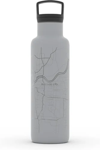 Miniatura 96 de Well Told Botella de agua aislada con mapa de Washington DC grabado, botella de acero inoxidable grabada (21 onzas, blanco) botella aislada de mapa