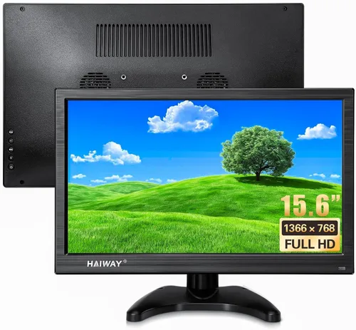 Miniatura 9 de Haiway Monitor de seguridad de 14 pulgadas, resolución de 1366 x 768, monitor de PC pequeño con altavoces integrados con puertos HDMI/VGA/BNC/AV