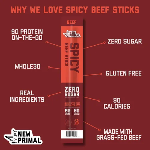 Miniatura 4 de The New Primal Palitos de carne de res alimentada con pasto, keto, bocadillos saludables sin gluten para adultos, sin azúcar, bajo en carbohidratos