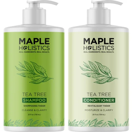 Juego de champú y acondicionador de árbol de té, champú y acondicionador clarificante sin sulfato para el cuidado del cabello graso y el cuero