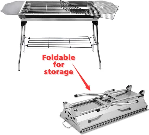 Miniatura 4 de Al aire libre Campling Refinado Estable Version-2.0 Barbacoa plegable portátil Barbacoa de carbón Estufa Shish Kebab Acero inoxidable BBQ Patio Fold