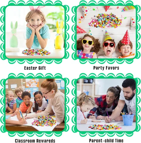 Miniatura 5 de Mini borradores de Pascua para niños, 240 unidades de borradores de huevo de Pascua, conejo, conejo, vacaciones, 12 estilos, lindos borradores