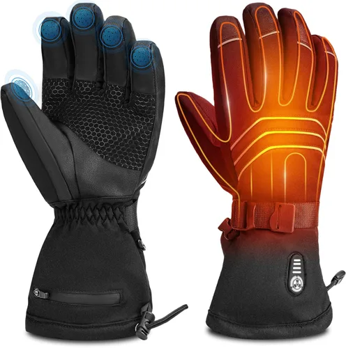 Yidomto Heated Gloves for Men Women - 7.4V 23.68 WH Battery Rechargeable Heating Ski Gloves, Electric Gloves for Winter Outdoor Work Skiing Hiking