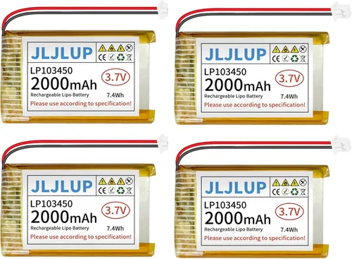 Miniatura 7 de Paquete de 2 baterías Lipo de 3.7 V 2000 mAh recargables de polímero de litio con conector PH de 0.079 in Circuito de protección integrado