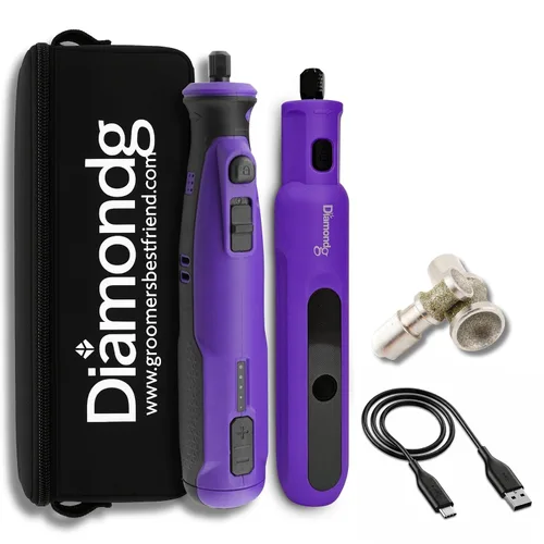 Miniatura 14 de Diamondg Molinillo de uñas inalámbrico para perros con sonido silencioso y punta LED para perros grandes y pequeños, 4 horas de duración - Cortaúñas