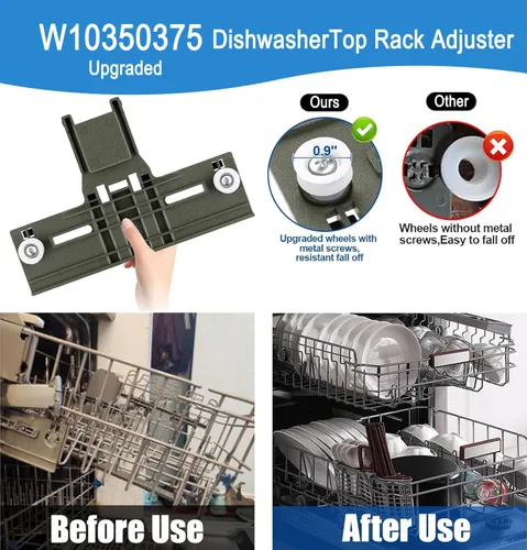 Miniatura 2 de Piezas de repuesto mejoradas para lavavajillas W10350375 para lavavajillas Kenmore 665 Whirlpool, posicionador de lavavajillas W10195840 y ajustador