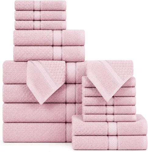 Miniatura 7 de Ample Decor Juego de toallas de baño 100% algodón, 6 piezas, suaves y absorbentes, de secado rápido, juego de toallas de baño