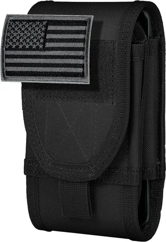 Miniatura 8 de Funda de teléfono de doble capacidad, bolsa táctica Molle para cinturón con parche de bandera para iPhone 17 Pro Max/16 Pro Max/16Pro/15ProMax/14