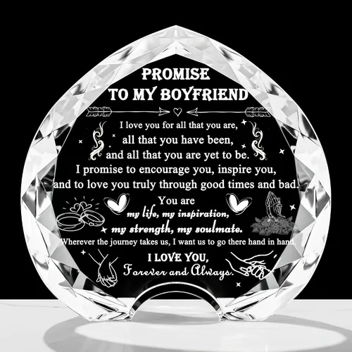 Miniatura 11 de Regalos Qianwei para novia de novio únicos - Regalos personalizados de corazón de cristal para mi novia que lo tiene todo - Ideas de regalo