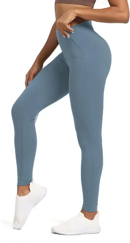 Miniatura 3 de Aoxjox Leggings de entrenamiento de cintura alta para mujer, control de abdomen, cintura alta, pantalones de yoga escarlata, suaves, de 27 pulgadas