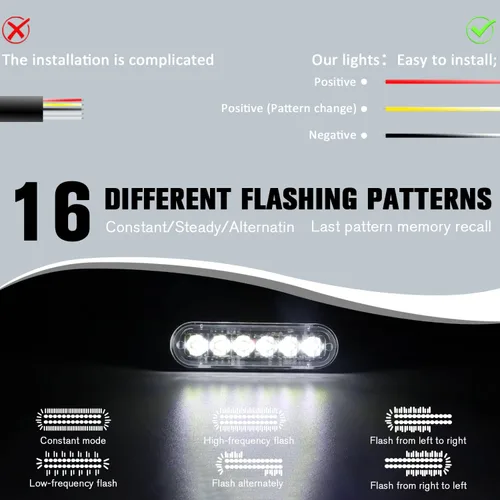 Miniatura 5 de DIBMS Barra de Luces Estroboscópicas LED de Emergencia 8x Blanco 6 LED Luz Estroboscópica de Advertencia Luz Intermitente de Emergencia Precaución