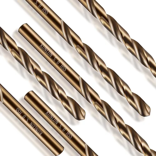 Miniatura 5 de Wensilon Broca de cobalto de 1/2 pulgada (5 unidades), juego de brocas de metal M35 HSS para madera, metal duro, acero inoxidable, acero cobalto M35