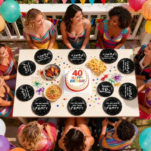 Miniatura 7 de 96 piezas de decoración de fiesta de cumpleaños temática de iFriends, platos y servilletas de cumpleaños 40 con el que ella gira 40