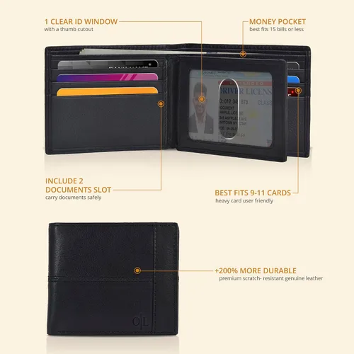 Miniatura 28 de Carteras RFID delgadas para hombres - Cartera de bolsillo frontal de piel genuina