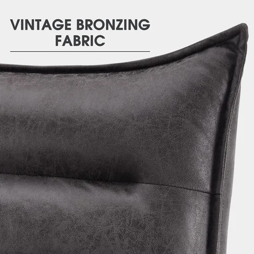 Miniatura 8 de MCombo Wingback - Silla decorativa con otomana, moderna tela bronceadora tapizada para espacios pequeños, sala de estar 4400 (gris oscuro)