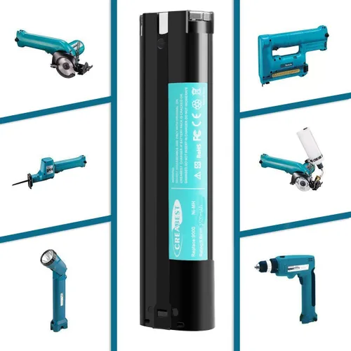 Miniatura 7 de CREABEST Paquete de 2 baterías Ni-MH de 9.6 V 3500 mAh compatibles con Makita 9000 9001 9002 9033 9600 96003 193890-9 192696-2 632007-4 e incluye un