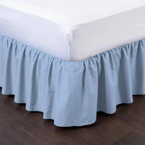 Miniatura 8 de Falda de cama con volantes (individual, color azul aguamarina) de 18 pulgadas de caída con volantes, con plataforma, 100% algodón de 800 hilos